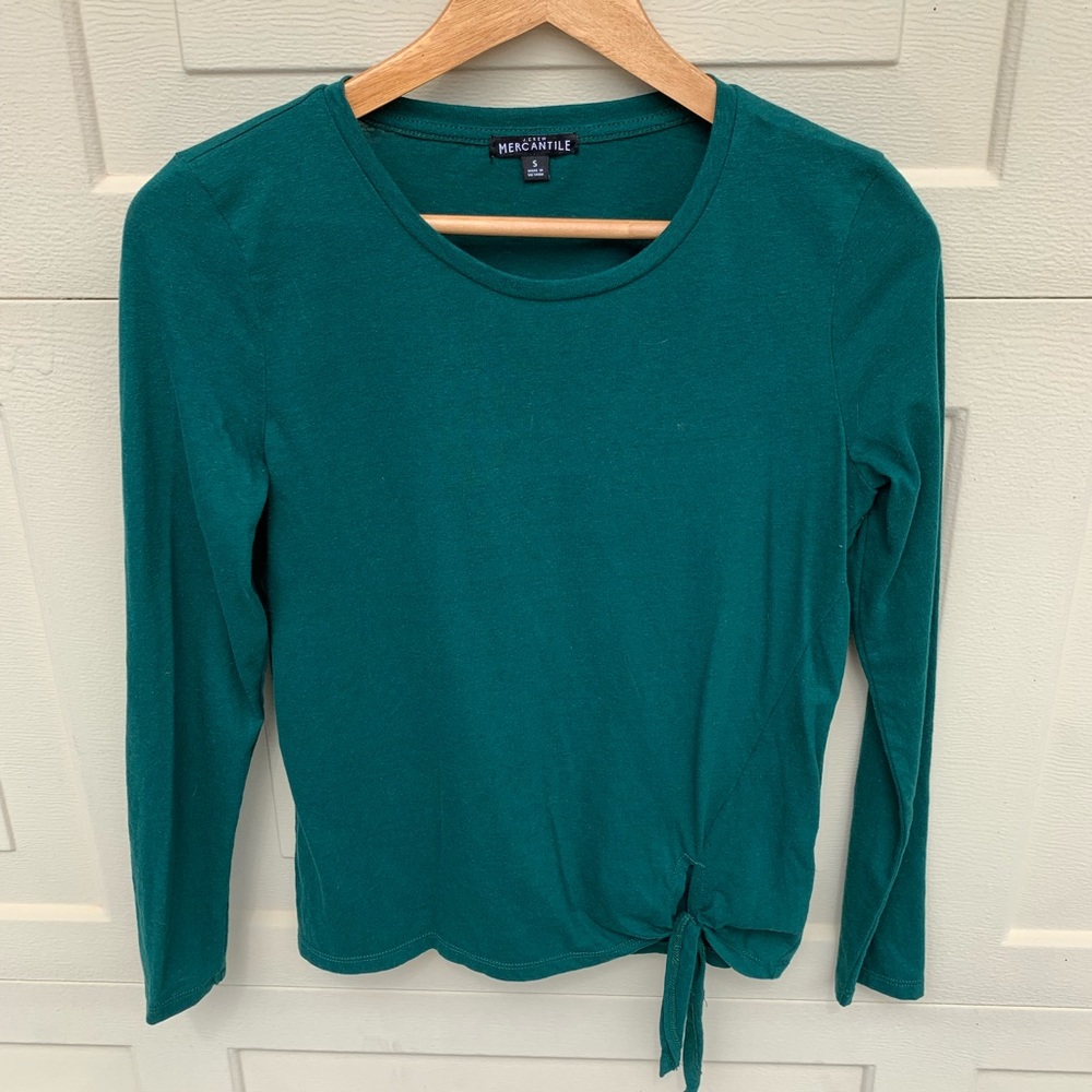 Jcrew mercantile tie front long sleeve tee size S